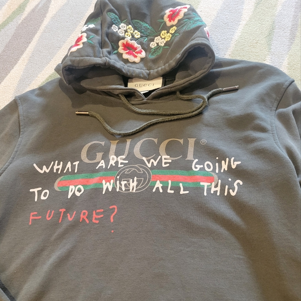 Gucci Hoodie Floral Embroidery - where are we going to do with all this future?